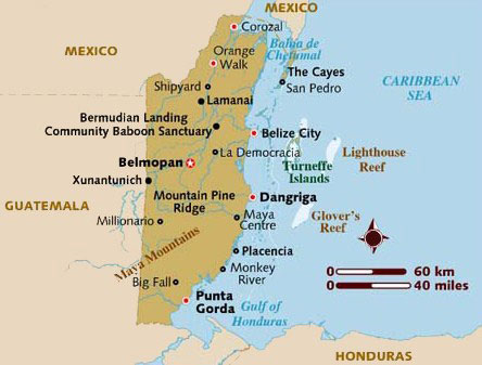 map Belize Caribbean Sea;