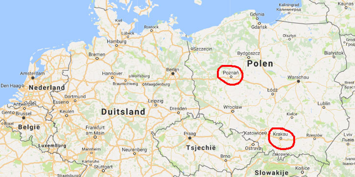 map poland krakow poznan