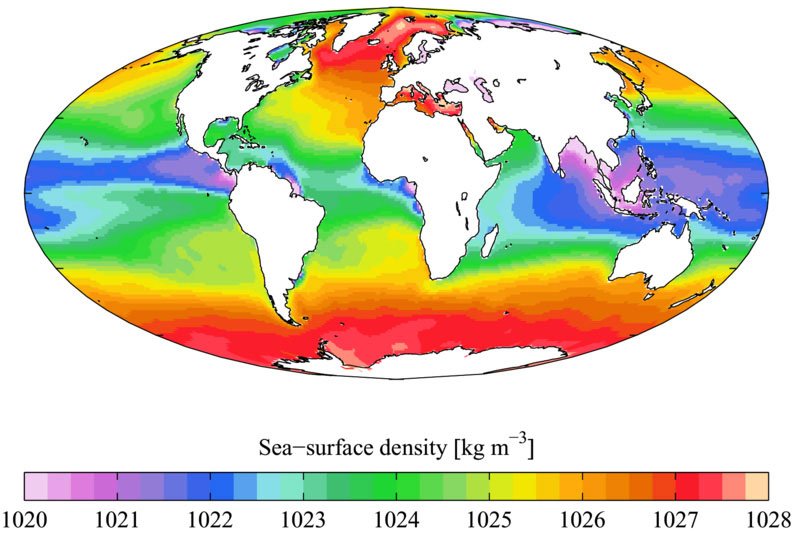 oppervlakte zee densiteit
