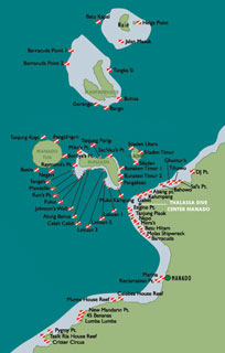 maps duiken Sulawesi Bunaken diving sites