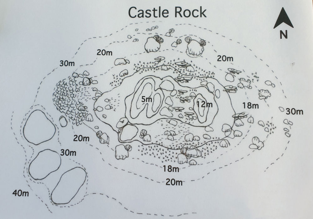 map duikplaats castle rock komodo