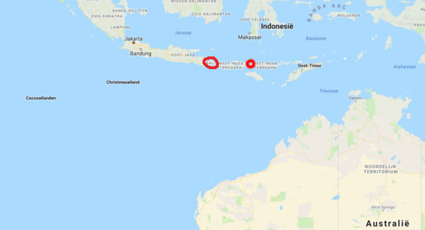 map komodo bali indonesie